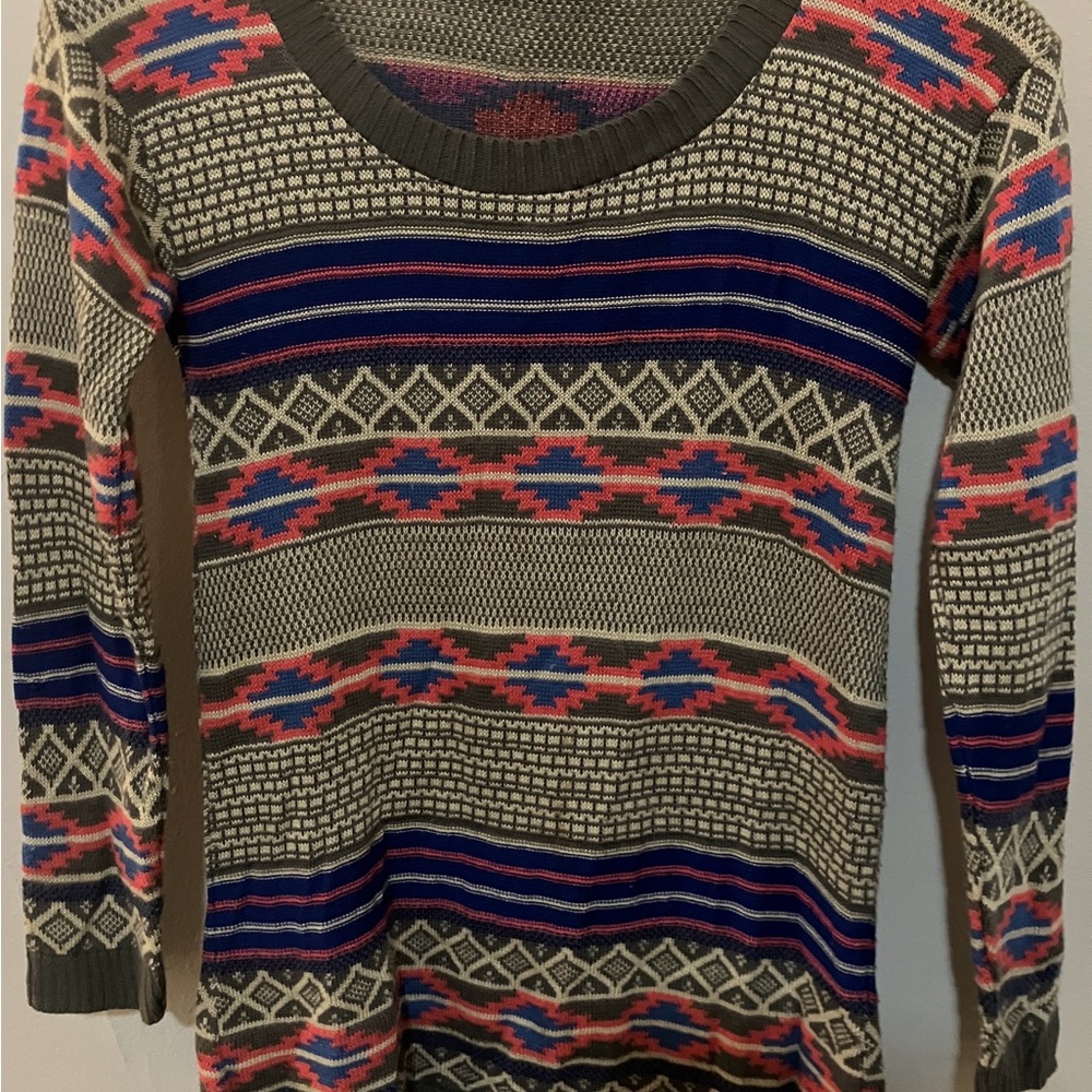Cotton Emporium Aztec Patterned Women’s Lightweight Crew Sweater, XS